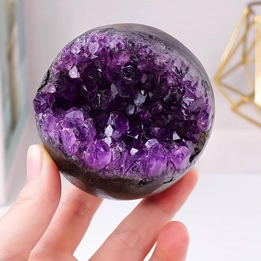 Amazon.com: NIBHZ Amethyst Druzy Geode Crystal Ball, Healing